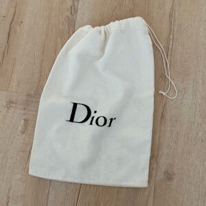 Dior White Dust Bag Drawstring Bag 12.5” X 9” Shoe, Wallet Small Purse